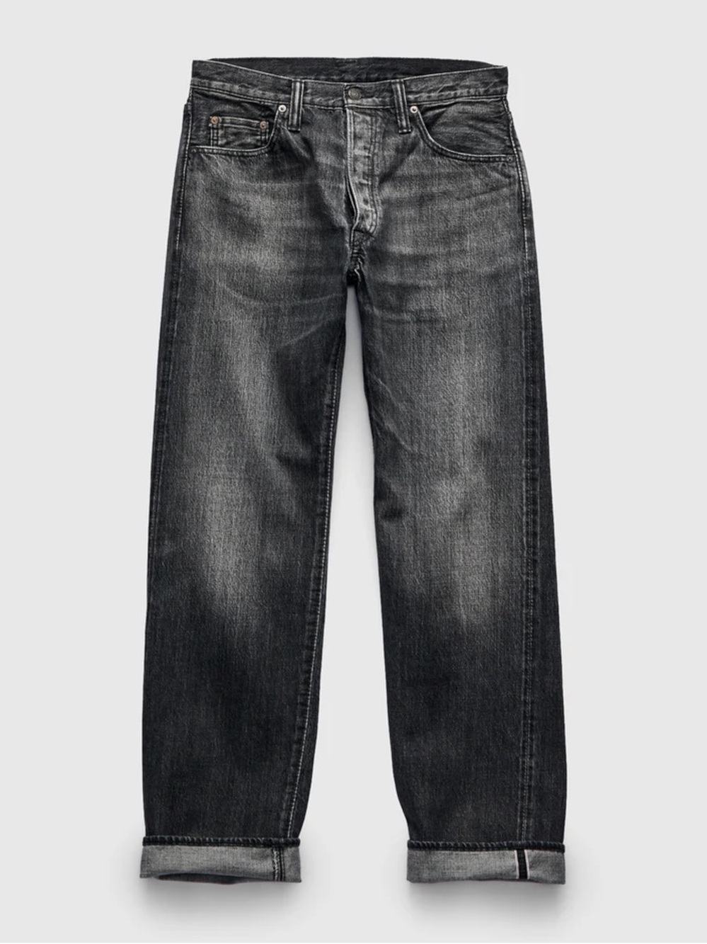 Pure Blue Japan Natural Used Black 14oz Washed Selvedge Denim 003 Straight Fit